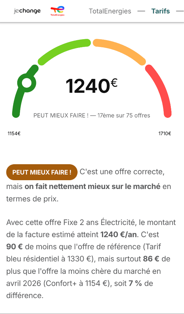 Page comparateur JeChange